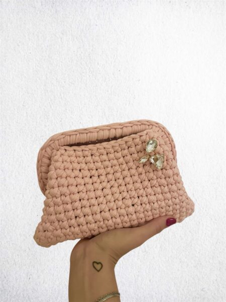 Clutch bag rosa con diamanti
